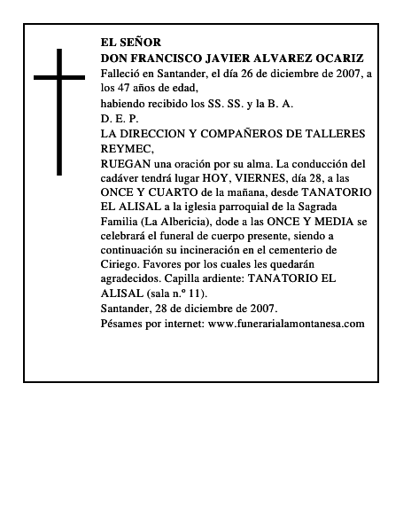 DON FRANCISCO JAVIER ALVAREZ OCARIZ