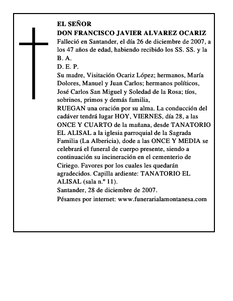 DON FRANCISCO JAVIER ALVAREZ OCARIZ