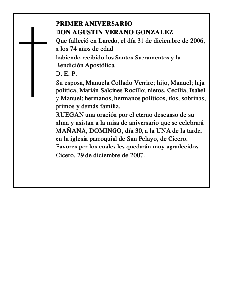 DON AGUSTIN VERANO GONZALEZ