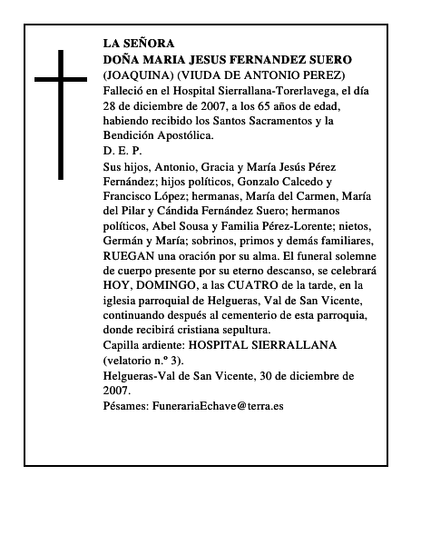 DOÑA MARIA JESUS FERNANDEZ SUERO