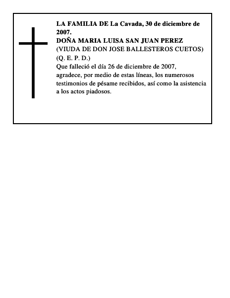 DOÑA MARIA LUISA SAN JUAN PEREZ