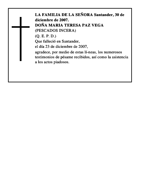 DOÑA MARIA TERESA PAZ VEGA