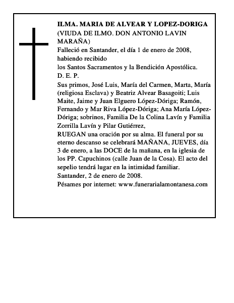 ILMA. MARIA DE ALVEAR Y LOPEZ-DORIGA