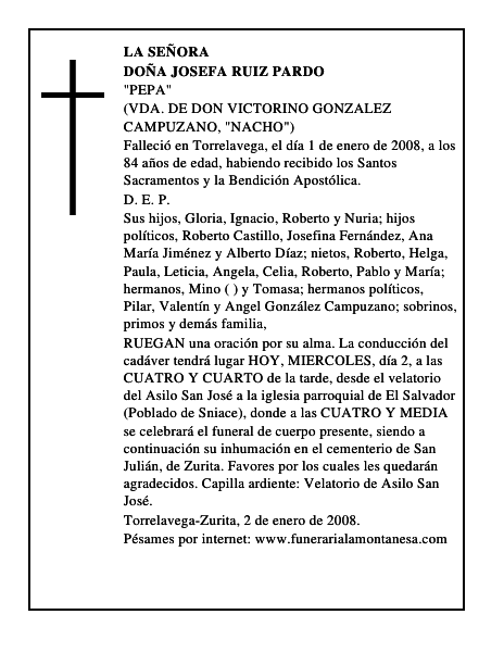 DOÑA JOSEFA RUIZ PARDO