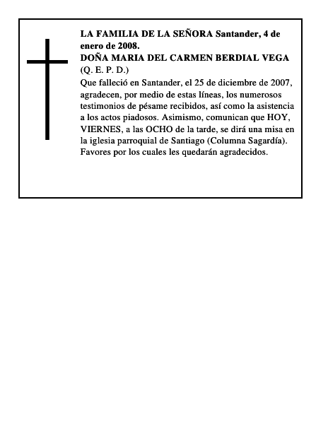 DOÑA MARIA DEL CARMEN BERDIAL VEGA