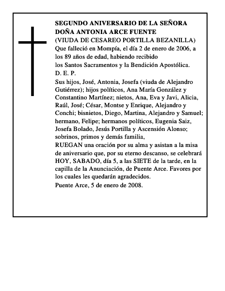 DOÑA ANTONIA ARCE FUENTE