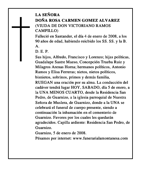 DOÑA ROSA CARMEN GOMEZ ALVAREZ