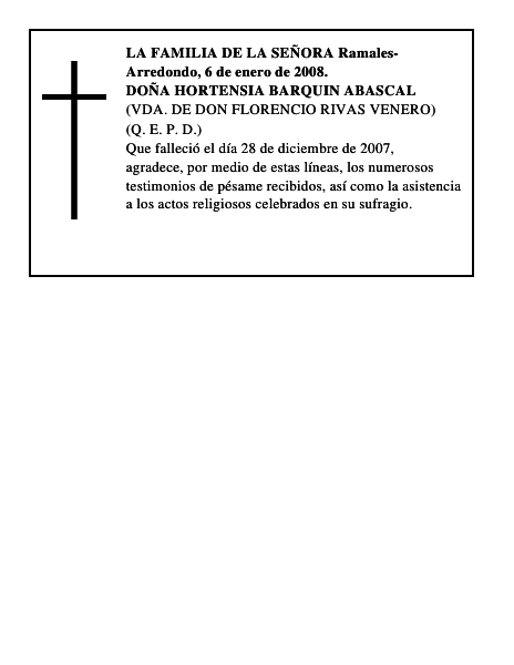 DOÑA HORTENSIA BARQUIN ABASCAL