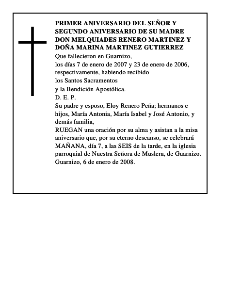 DON MELQUIADES RENERO MARTINEZ y DOÑA MARINA MARTINEZ GUTIERREZ