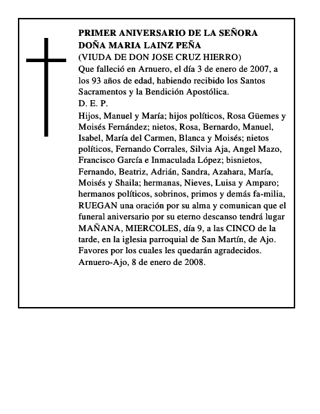 DOÑA MARIA LAINZ PEÑA