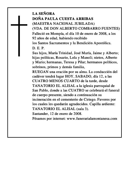 DOÑA PAULA CUESTA ARRIBAS