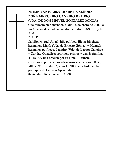 DOÑA MERCEDES CANEIRO DEL RIO