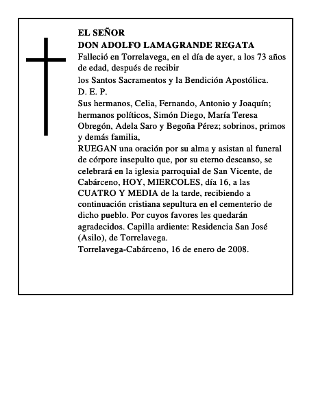 DON ADOLFO LAMAGRANDE REGATA