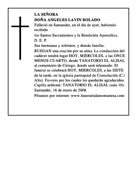 DOÑA ANGELES LAVIN BOLADO