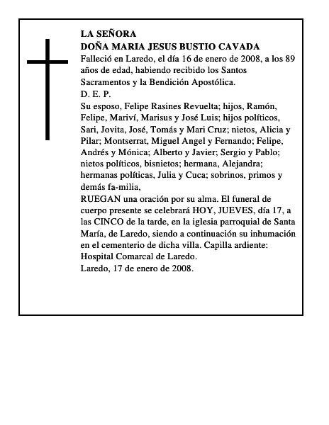 DOÑA MARIA JESUS BUSTIO CAVADA