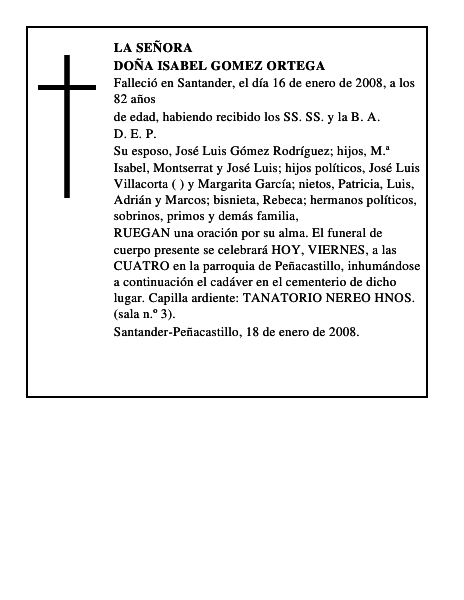 DOÑA ISABEL GOMEZ ORTEGA