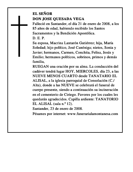 DON JOSE QUESADA VEGA