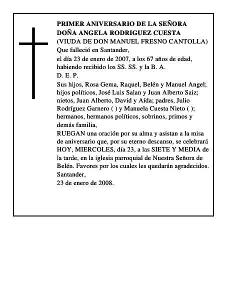 DOÑA ANGELA RODRIGUEZ CUESTA