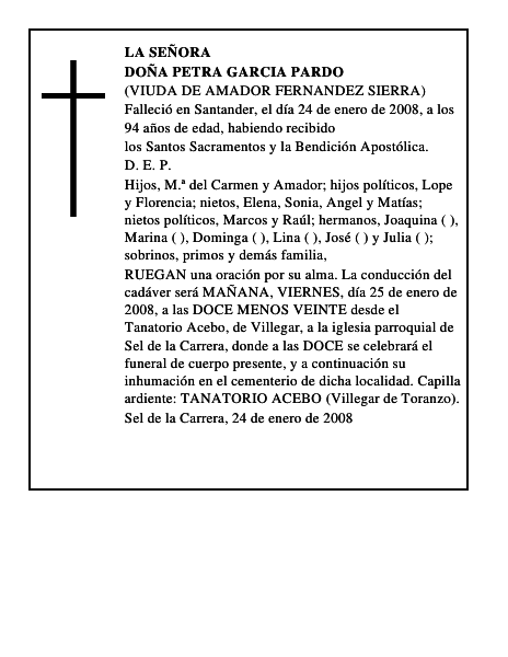 DOÑA PETRA GARCIA PARDO