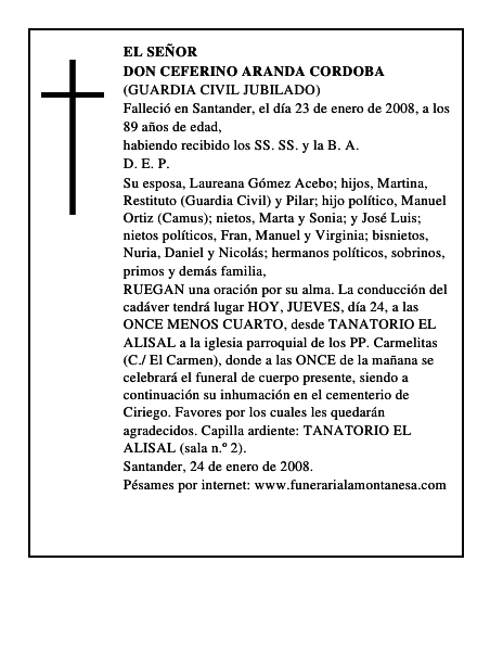 DON CEFERINO ARANDA CORDOBA