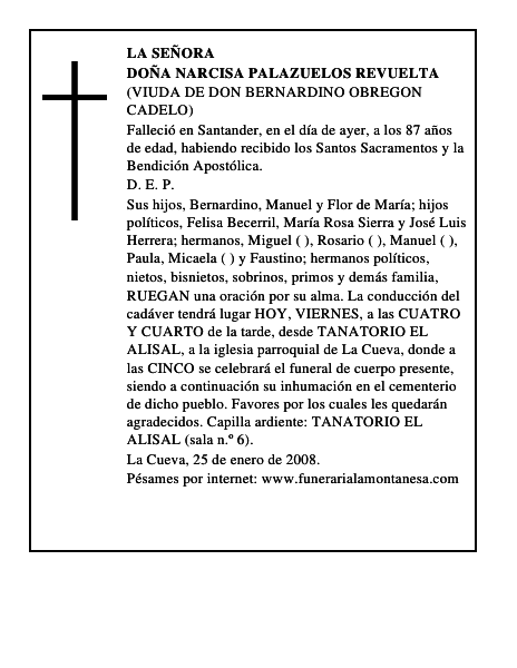 DOÑA NARCISA PALAZUELOS REVUELTA