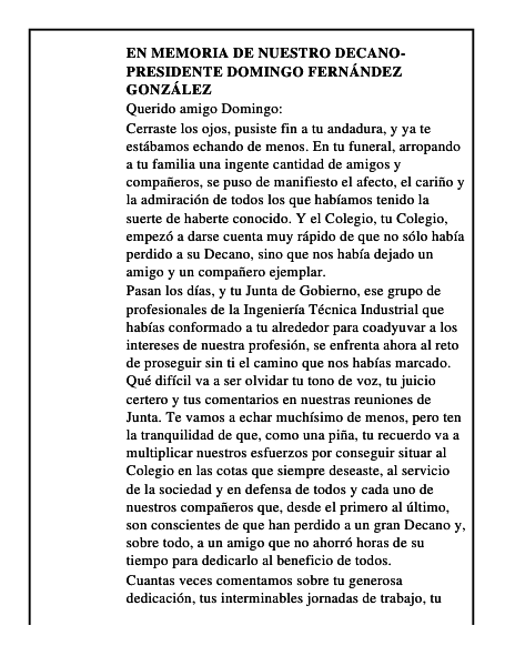 En memoria de nuestro decano-presidente Domingo Fernández González