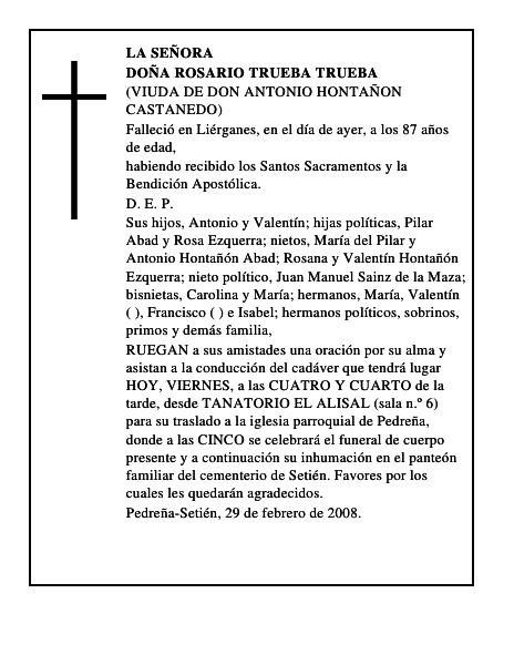 DOÑA ROSARIO TRUEBA TRUEBA