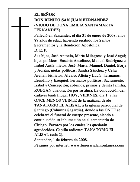 DON BENITO SAN JUAN FERNANDEZ