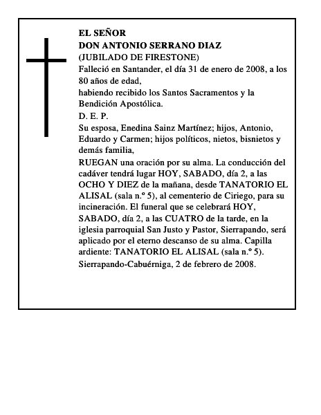 DON ANTONIO SERRANO DIAZ