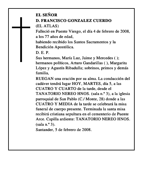 D. FRANCISCO GONZALEZ CUERDO