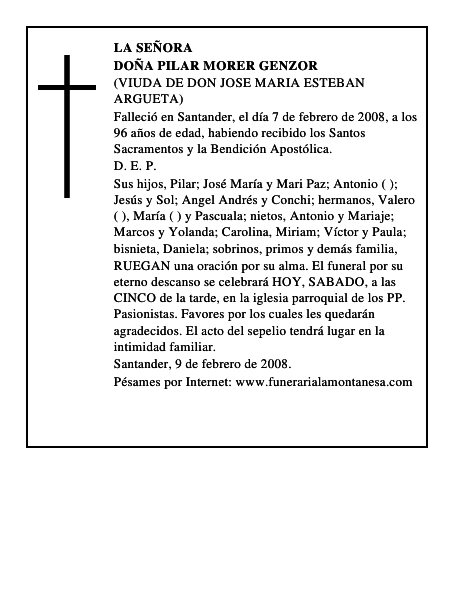 DOÑA PILAR MORER GENZOR