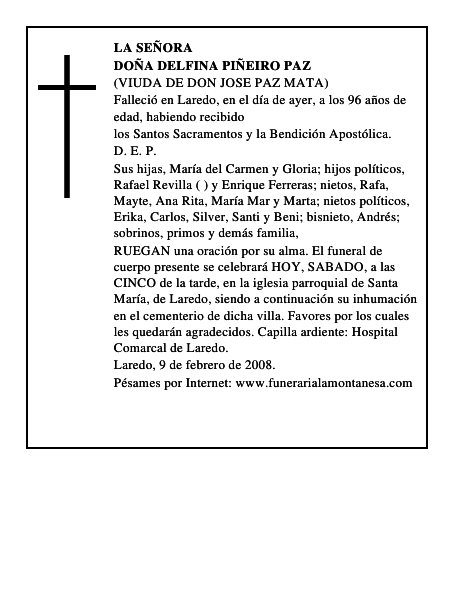 DOÑA DELFINA PIÑEIRO PAZ