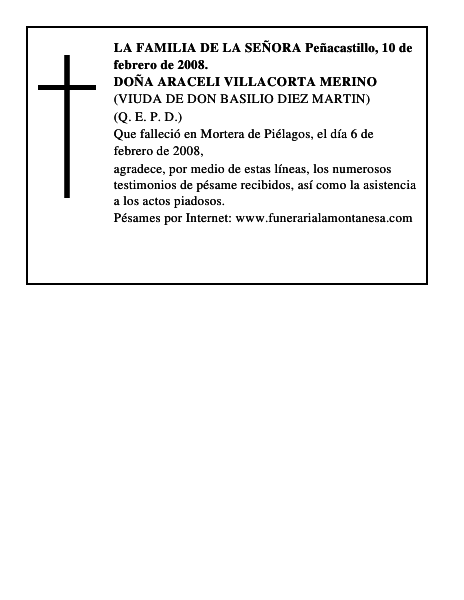 DOÑA ARACELI VILLACORTA MERINO