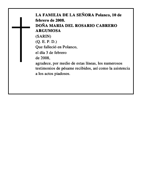 DOÑA MARIA DEL ROSARIO CABRERO ARGUMOSA