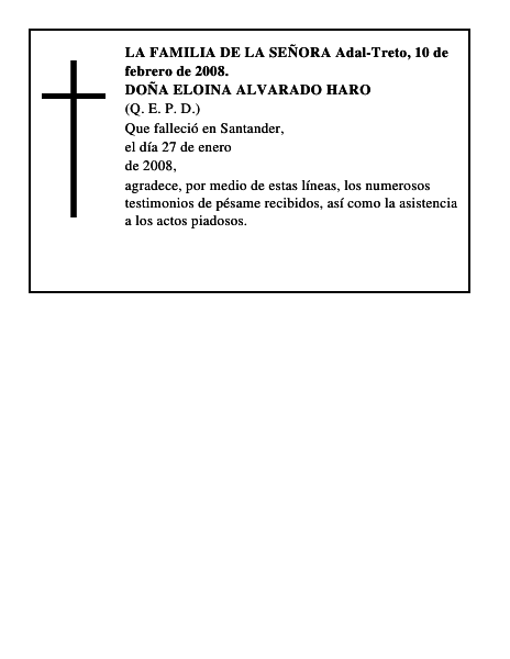 DOÑA ELOINA ALVARADO HARO