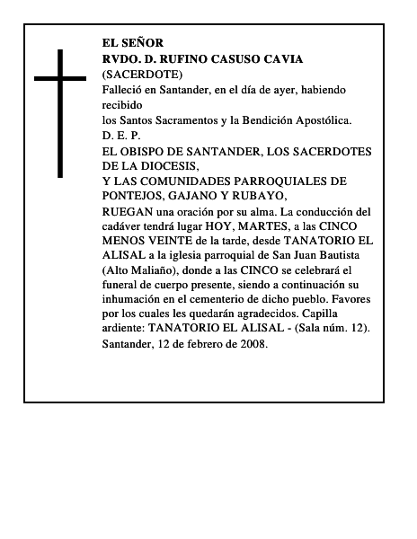 RVDO. D. RUFINO CASUSO CAVIA