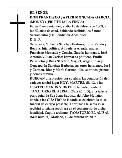 DON FRANCISCO JAVIER MONCADA GARCIA