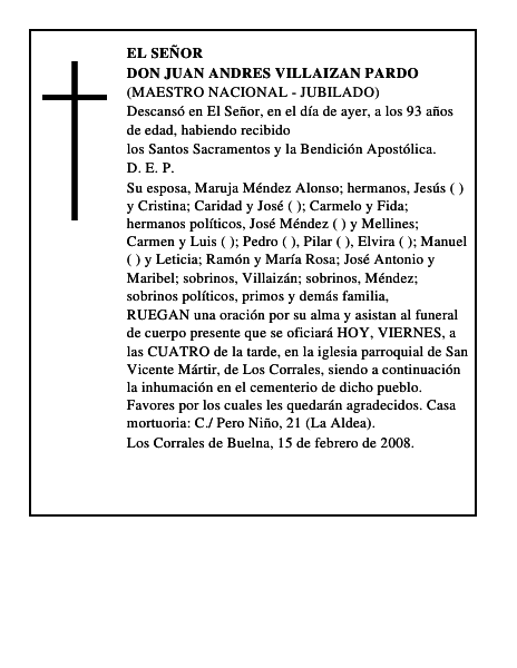 DON JUAN ANDRES VILLAIZAN PARDO