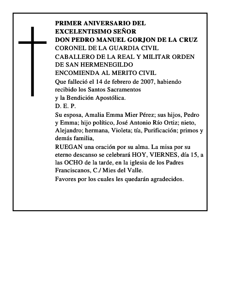 DON PEDRO MANUEL GORJON DE LA CRUZ