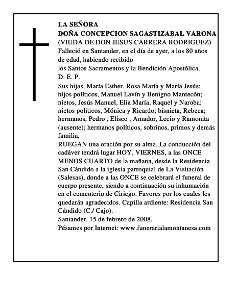 DOÑA CONCEPCION SAGASTIZABAL VARONA