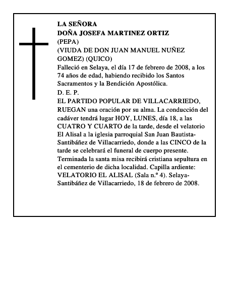DOÑA JOSEFA MARTINEZ ORTIZ