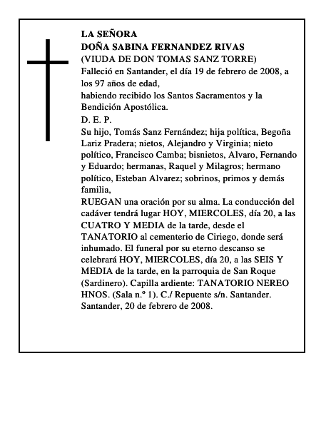 DOÑA SABINA FERNANDEZ RIVAS