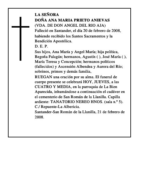 DOÑA ANA MARIA PRIETO ANIEVAS