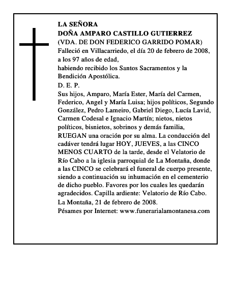 DOÑA AMPARO CASTILLO GUTIERREZ
