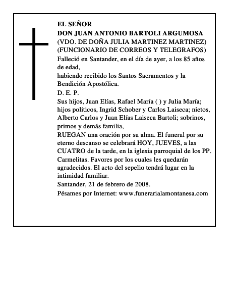 DON JUAN ANTONIO BARTOLI ARGUMOSA