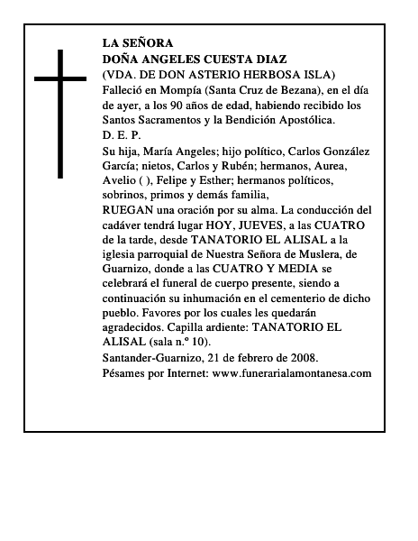 DOÑA ANGELES CUESTA DIAZ