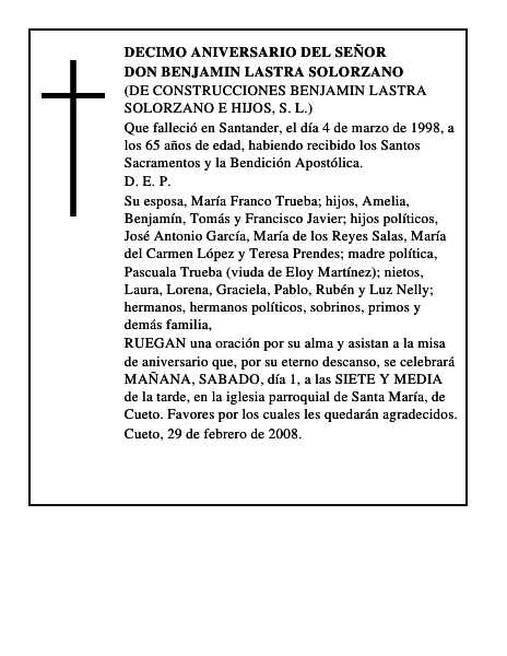 DON BENJAMIN LASTRA SOLORZANO