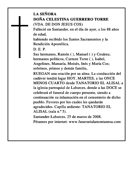 DOÑA CELESTINA GUERRERO TORRE