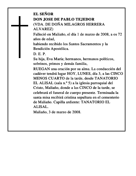 DON JOSE DE PABLO TEJEDOR