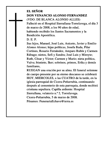 DON VENANCIO ALONSO FERNANDEZ